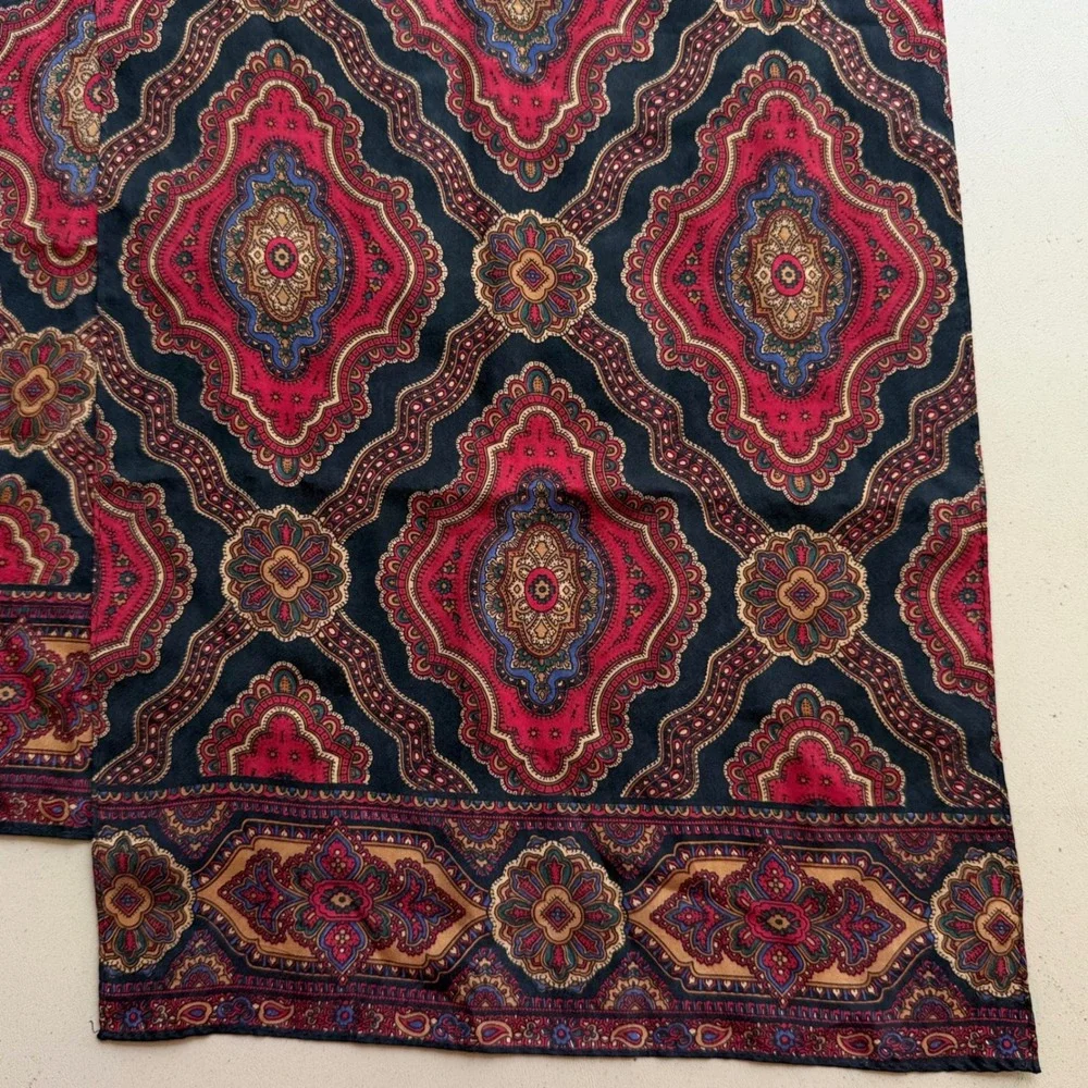 Vintage Silk Scarf Paisley Old Money Quiet Luxury Red Navy Gold Classic Neck Bag